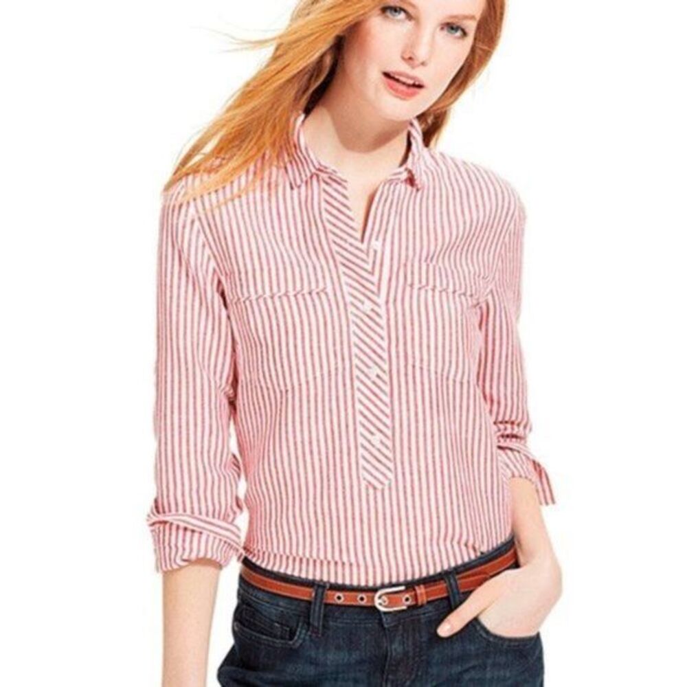 Tommy Hilfiger Long-Sleeve Striped Linen Size L